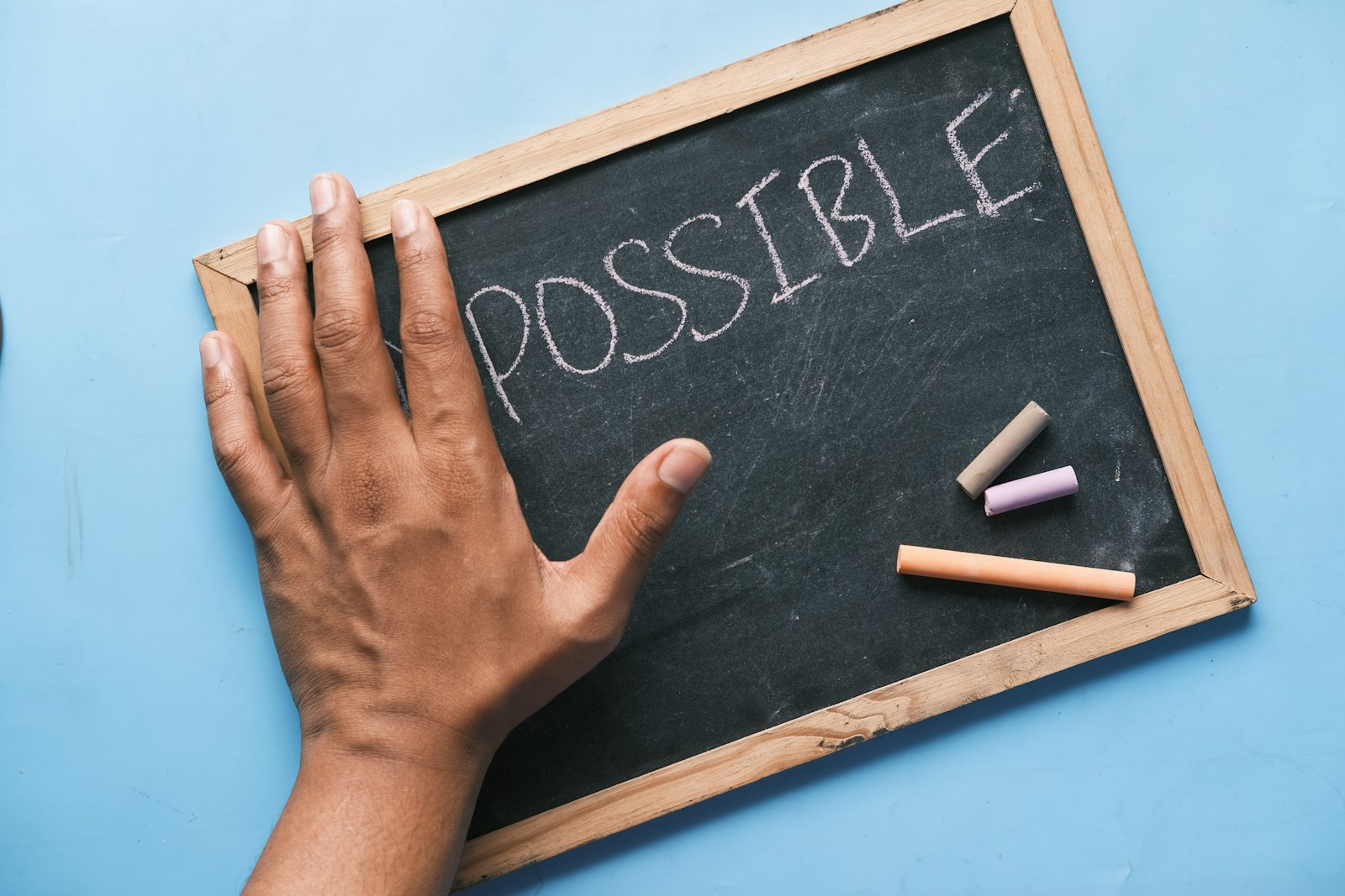 Photo by Towfiqu barbhuiya a chalkboard with the word possible written on it